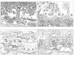Printable Set Of 4 Assorted Nature Scenes Coloring Pages Coloring For Adults Coloring Pages Nature Abstract Coloring Pages Coloring Pages