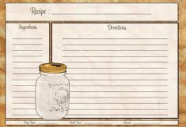 Mason Jar Recipe Card Template 4 X 6 Recipe Cards Template Recipe Cards Printable Free Printable Recipe Cards