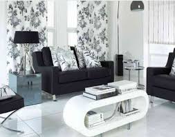 Modern Minimalist Black And White Living Room Decoration With Floral Curtain Design Ide Black And White Living Room Bedroom Vintage White Furniture Living Room