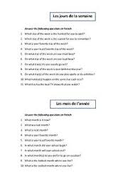 Jours De La Semaine Mois Saisons Date For Beginner Learners Of French French Conversation This Or That Questions Conversation Questions
