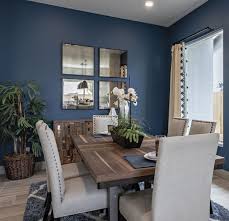 Navy Blue Dining Room Space Cream And Wood Dining Room Set Farmhouse Dining Ro Blue Cream Dining Room Blue Blue Dining Room Walls Navy Dining Room Walls