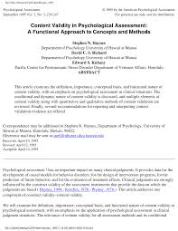 Pdf Content Validity In Psychological Assessment A Functional Approach To Concepts And Methods
