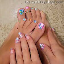 Cute blue & red bow design. Cool Toe Nail Designs For Summer Nail Art Designs 2020