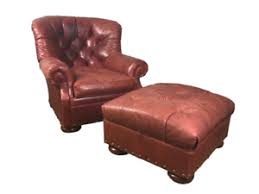 This leather massage recliner chair features a convenient side pocket to hold the accompanying remote and your personal belongings. Sam Moore Tufted Red Distressed Leather Club Nailhead Writers Chair With Ottoman Ebay