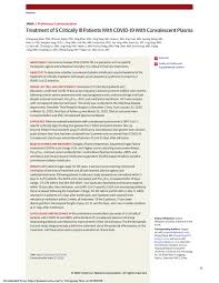 Pdf Treatment Of 5 Critically Ill Patients With Covid 19 With Convalescent Plasma
