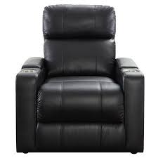 Mainstays Home Theater Recliner With In Arm Storage Reclining Chair With Pu Leather Upholstery Black Walmart Com Theater Recliners Recliner Leather Upholstery