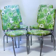 1950s Chrome Kitchen Chairs In Green Floral Vinyl Kitchen Chairs Cheap Kitchen Chairs Retro Dining Chairs