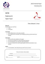 Core Chemistry Prediction Exam Paper Higher 2016 Exam Papers Gcse Science Exam