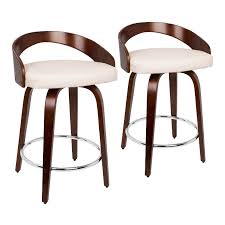 Mid Century Cherry And White 24 Inch Counter Height Stools Set Of Leather Counter Stools Modern Counter Stools Modern Bar Stools