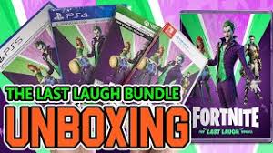 The last laugh bundle and it includes outfits for the joker including the joker outfit, laugh riot back bling, bad joke pickaxe, the joker's epic games has announced a new physical bundle for the popular free to play multiplayer game, fortnite. Fortnite The Last Laugh Bundle Ps4 Ps5 Xbox Series X Nintendo Switch Unboxing Youtube