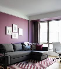 Rich Use Of Color In This Contemporary Living Room The Purple Walls And Purple Rug Pop But The Simp Purple Living Room Living Room Wall Color Room Wall Colors