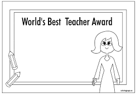 World S Best Teacher Award Coloring Page Teacher Awards Best Teacher Kindergarten Math Lesson Plans