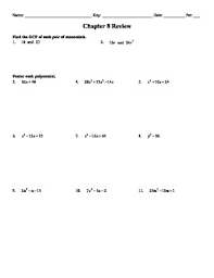 Factoring perfect square trinomials ܠ. Holt Algebra Chapter 8 Factoring Polynomials Review Worksheet Doc Pdf