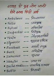 Important Hindi Language Learning Learn English Words Hindi Words