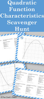 This 9 Poster Scavenger Hunt Requires Students To Analyze Information Related To The Graphs Of Quadratic Functi Quadratics Quadratic Functions Teaching Algebra