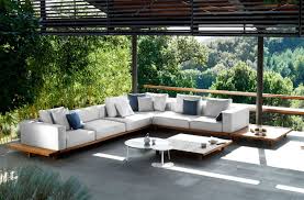 Furniture Modern Home Exterior Furniture Design Of L Shaped Platform Sofa Combine With W Modern Outdoor Furniture Modern Outdoor Sofas Luxury Garden Furniture