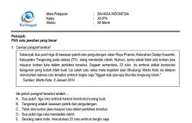 Download Prediksi Soal Un Sma Bahasa Indonesia Paket A Dan Kunci Jawaban Cari Soal