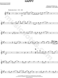 Pharrell Williams Happy Bb Instrument Sheet Music Trumpet Clarinet Soprano Saxophone Or Tenor Saxop Cello Sheet Music Viola Sheet Music Clarinet Music