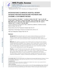 Pdf Interventions To Improve Hospital Patient Satisfaction With Healthcare Providers And Systems A Systematic Review