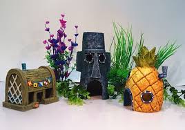 Fish Tank Ornaments Set Of 3 Pineapple House Squidward Easter Island Krusty Krab Kura Kura Ide Bisnis Ide