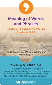 In This Playlist Students Explore Standard Ri 5 4 They Will Determine The Meaning Of General Academic And Domain Specific Teaching Teaching Tips Meant To Be