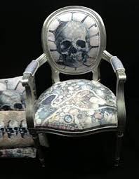 Antique Chair Reconditioned By Bvn Design Fabric By Van Asch Skulls Jewels Silver Interiors Fabulousfurniture Furniture Antique Chairs Furniture Chair