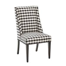 Owen Black White Buffalo Check Dining Chair With Black Wood Leather Dining Room Chairs White Dining Chairs Striped Dining Chairs