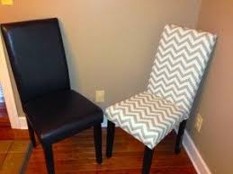 Recover Dining Room Chairs Why Not Transform Those Nice But Drab Faux Leather Cha Leather Dining Chair Makeover Parsons Dining Chairs Reupholster Chair Dining