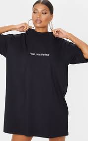 Black Real Not Perfect Slogan Oversized T Shirt Dress 1000 Ropa Ropa De Moda Ropa Cristiana