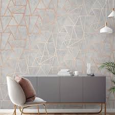 Metro Geometric Apex Wallpaper Grey Rose Gold Grey Wallpaper Bedroom Rose Gold Wallpaper Grey Wallpaper
