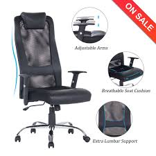 Vanbow High Back Mesh Office Chair Adjustable Arms Ergonomic Computer Desk Task Chair With Padded Leath Office Chair Mesh Office Chair Ergonomic Computer Desk
