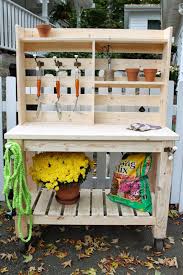 The Picket Fence Projects Ma Look What I Made Potting Bench Plans Pallet Garden Benches Potting Bench