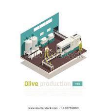 Stock Vector Olive Oil Production Facility Isometric Composition With Bottles Filling Machine Automated Line With Conveyor Belt Isometric Stock Vector Vector