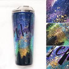 Northern Lights Glittered Tumbler Tumbler Cups Diy Glitter Tumbler Cups Glitter Tumbler
