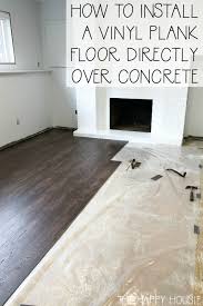 Vinyl flooring is very durable and fits over most surfaces, including concrete. How To Install Vinyl Plank Over Concrete Orc Week 4 5 The Happy Housie