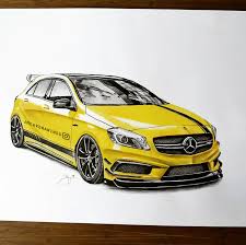 A45 Amg Drawing Dessin Voiture Voiture Yacht