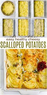 Easy Cheesy Scalloped Potatoes Recipe Healthy And Delicious Version Recipe Cheesy Scalloped Potatoes Recipe Easy Cheesy Scalloped Potatoes Scalloped Potato Recipes