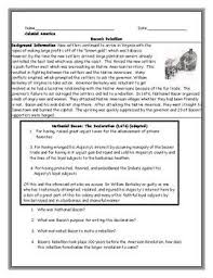 Bacon S Rebellion Worksheet With Answer Key Answer Keys Rebellion History Worksheets