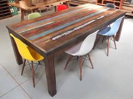 Neel Day Furniture Mountain Ash With Coloured Boards Table Plus Multi Coloured Chairs Http Www Re Timber Dining Table Furniture Outdoor Tables And Chairs