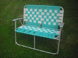 Rare Vintage Webbed Aluminum Folding Lawn Chair Love Seat Outdoor Chairs Lawn Chairs Chair