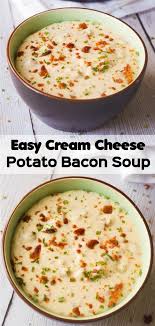 Easy Cream Cheese Potato Bacon Soup Is A Hearty Soup Recipe Perfect For Cold Weather This Thick Cr Potato Bacon Soup Cream Cheese Potatoes Creamy Potato Soup