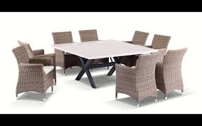 Stunning 8 Seater Square Solid Stone Top Dining Table Half Round Wicker Chairs Setting Qual Round Wicker Chair Stone Top Dining Table Farmhouse Dining Chairs
