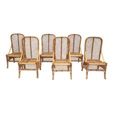 1970s Vintage Chippendale Style Rattan Bamboo Dining Chairs Set Of 6 Dining Chairs Bamboo Dining Chairs Chair
