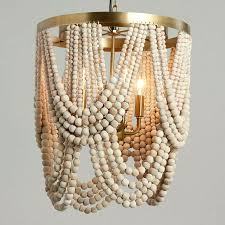 Bohemian Hanging Chandelier 4 Light Fixture W Wood Beads Boho Room Decor Wood Bead Chandelier Draped Beading Beaded Chandelier