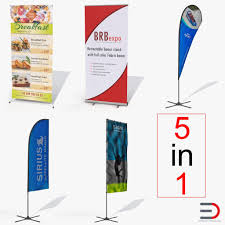 Banner Stands Collection 3d Model Ad Stands Banner Model Collection Banner Stands Banner 3d Model