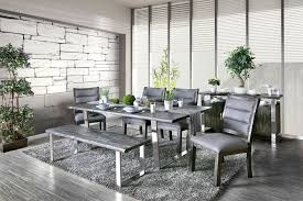 Mandy Gray Table Cm3451gy T Furniture Of America Family Size Dining Grey Dining Tables Grey Dining Room Table Metal Leg Dining Table