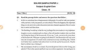 Class 11th English Solved Sample Paper 2019 Youtube