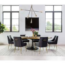 Beatrix Side Chair Dark Grey Brushed Gold Base Modern Dining Room Oval Dining Room Table Dining Room Design Modern