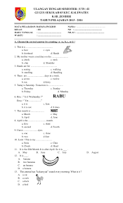 Contoh Soal Uts Bahasa Inggris Kelas 2 Sd Semester 2017 Gacrimson