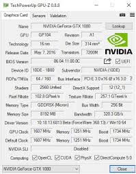 Gpu Z Screenshot Of Nvidia Geforce Gtx 1080 Teckknow Graphic Card Nvidia Video Card